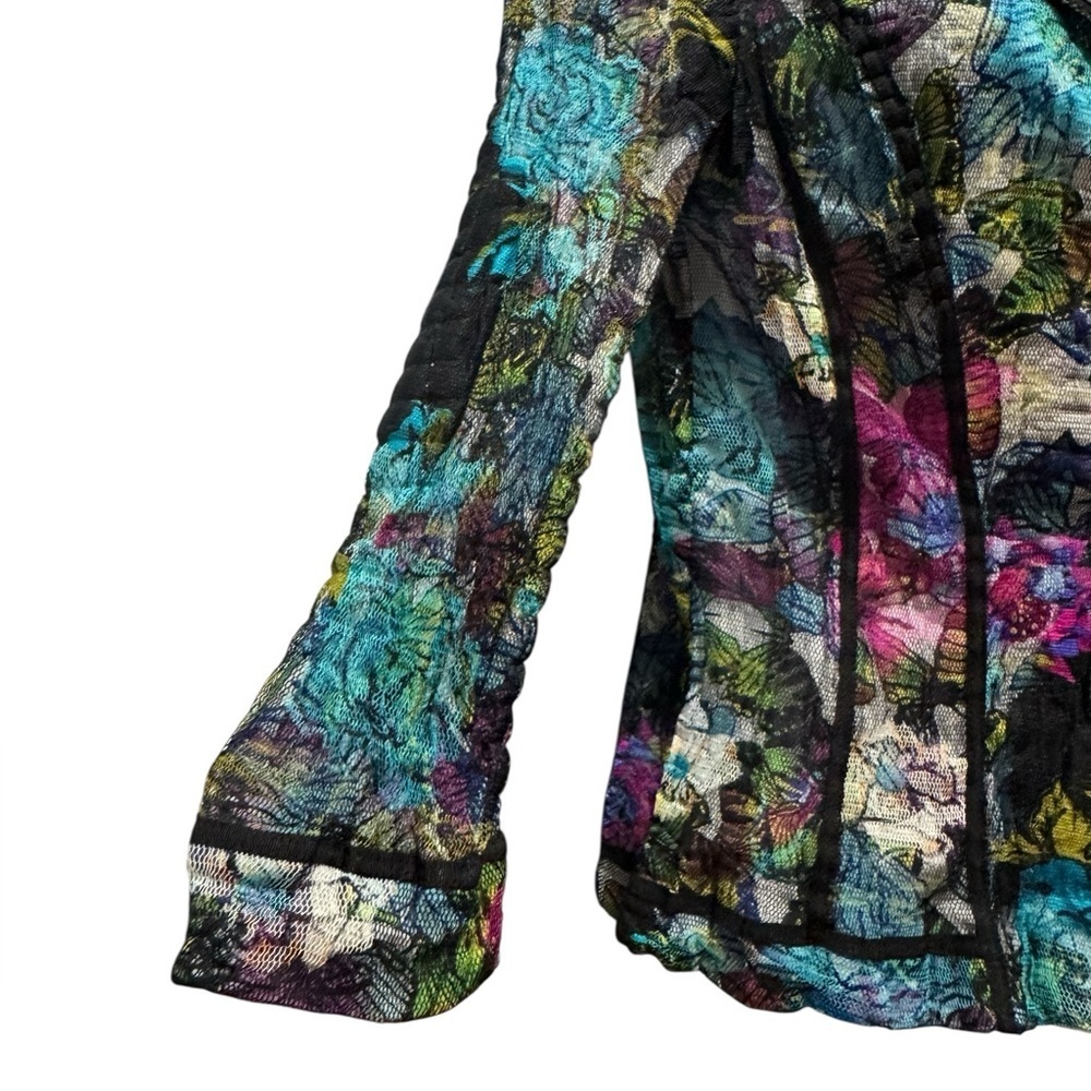 Alberto Makali Multicolor Butterfly Mesh Jacket Top Size L Vintage Designer - Picture 5 of 13